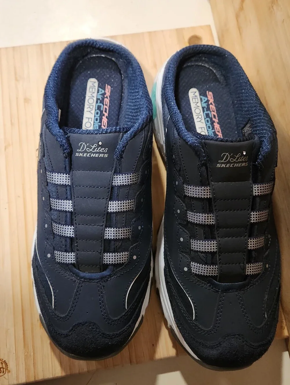 Skechers D'Lites Resilient Navy Blue Slip On Mule Sneaker Clog Women’s Size 11